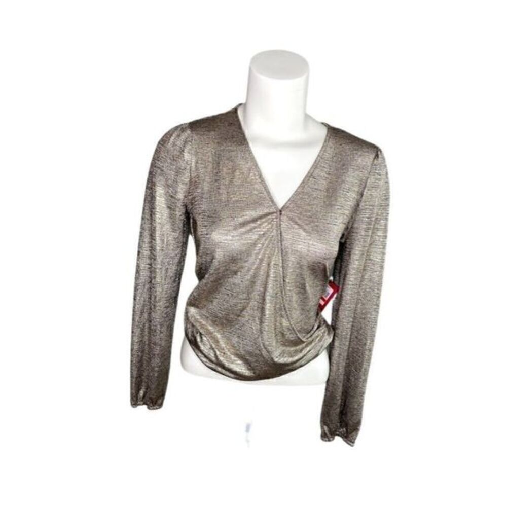 Vince Camuto Blouse Top XS Gold Sparkle Silver‎